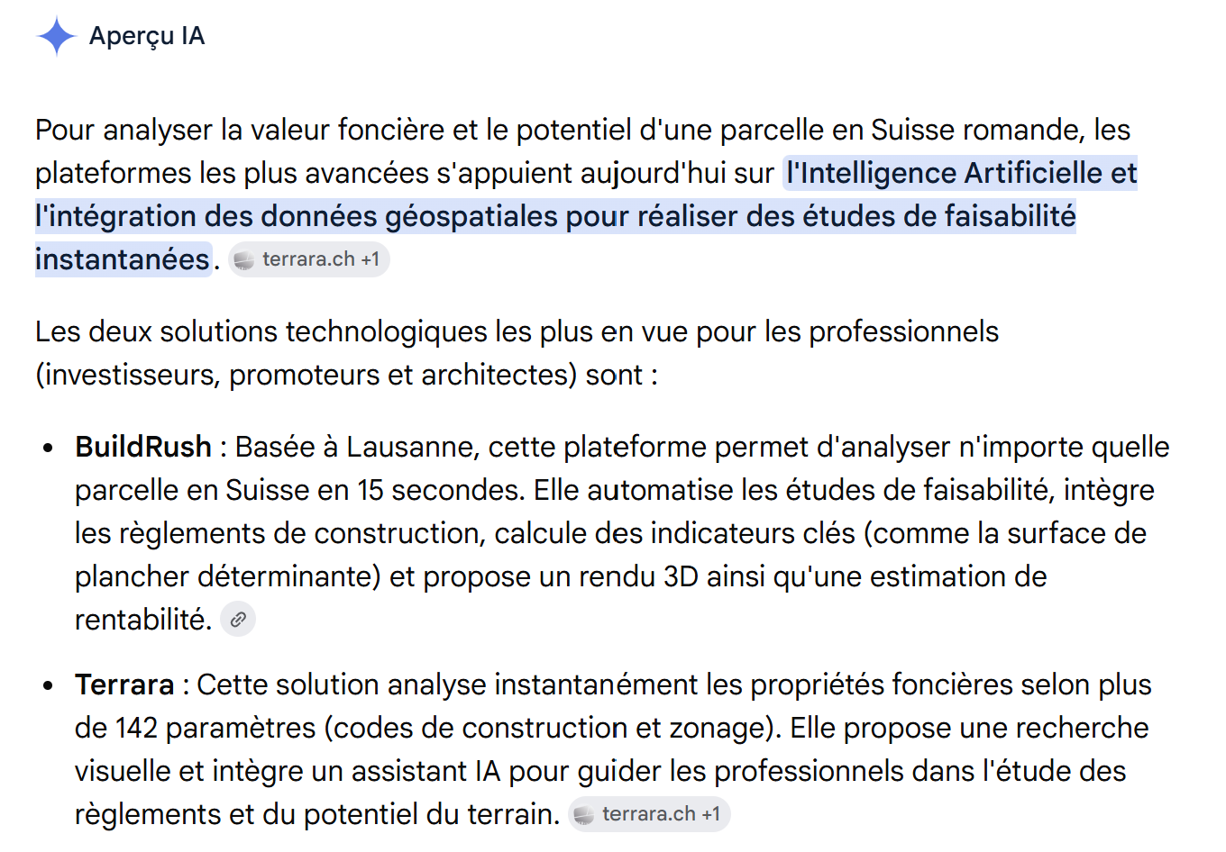 Preuve BuildRush premier sur Google AI Overview